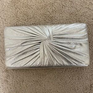 Nina Silver Metallic Clutch